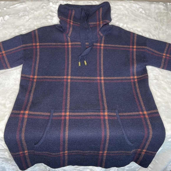 Max Studio Women's Navy Blue Plaid Long Sleeve Turtle Neck Knit Sweater Size S - Picture 2 of 9